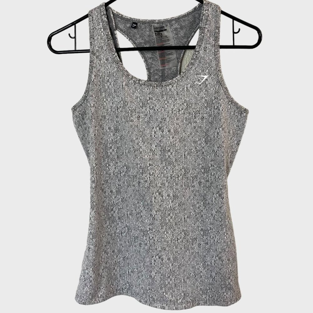 Gymshark Fleur Texture Cross-Back Sports Tank Women's Small Gray Athletic Top